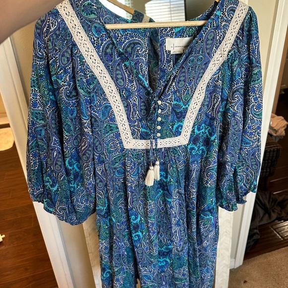Anthropologie Lissa Romper Teal and Navy Paisley romper - Picture 3 of 7